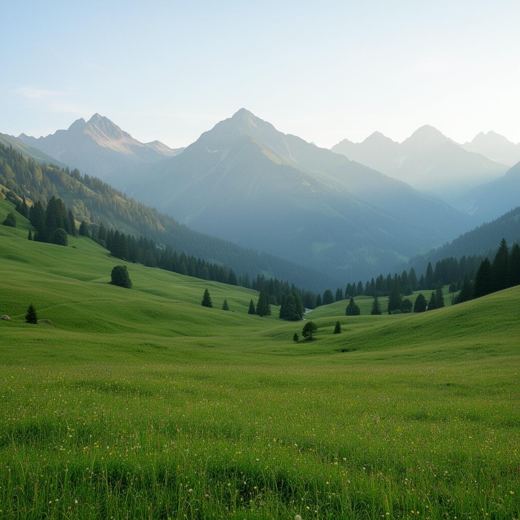 Sanfte Berglandschaft mit klarer Luft